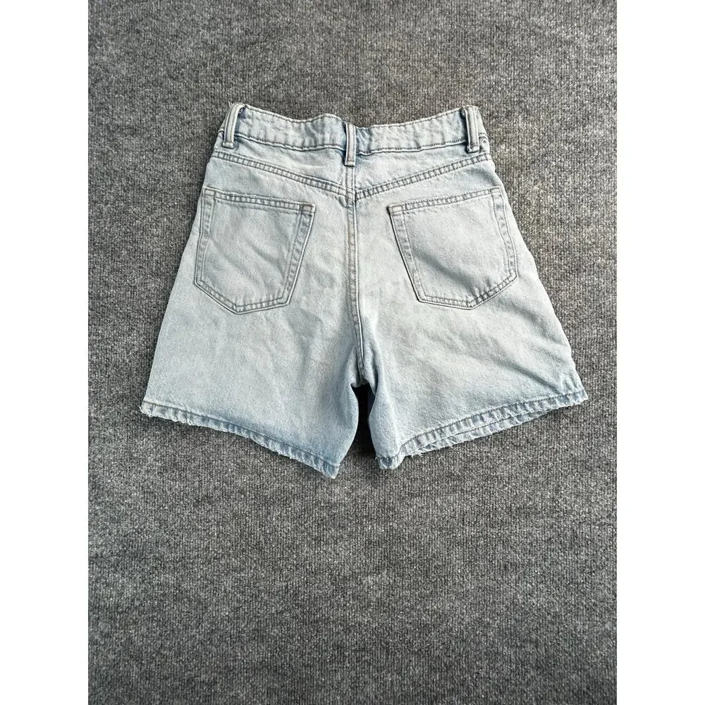 Zara High Rise Denim Shorts Women's US 2 Light Wash Mom Jean Shorts - Picture 2 of 5